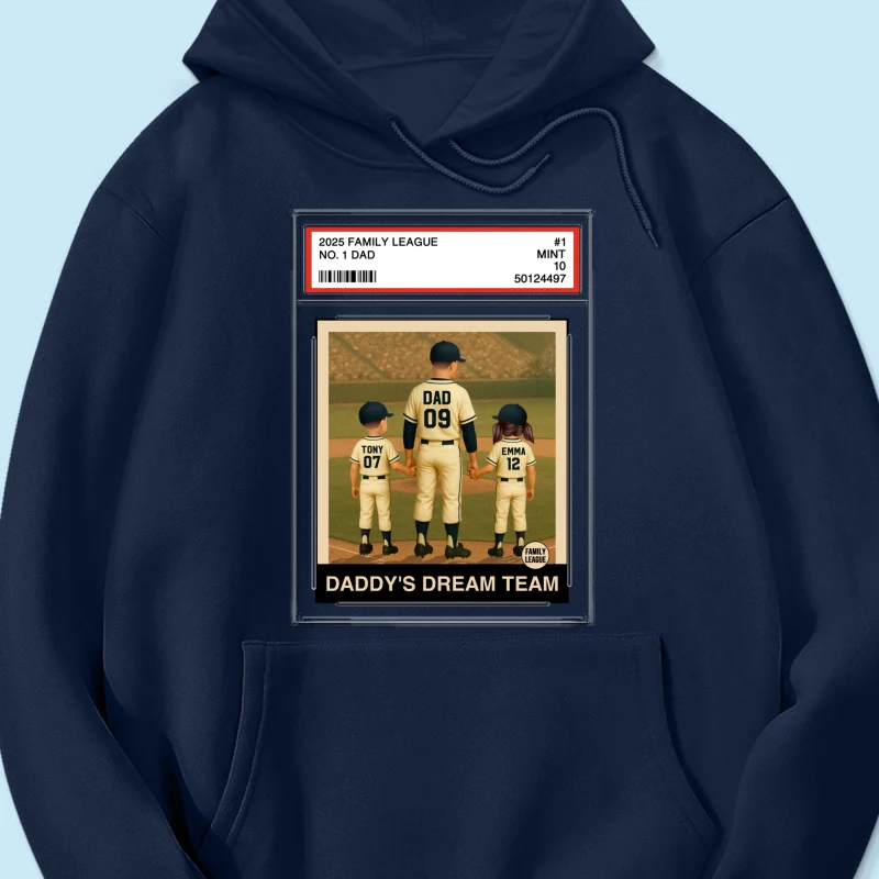 Baseball No. 1 Dad Grandpa Man & Kids Trading Card Style Personalized Shirt - Image 16