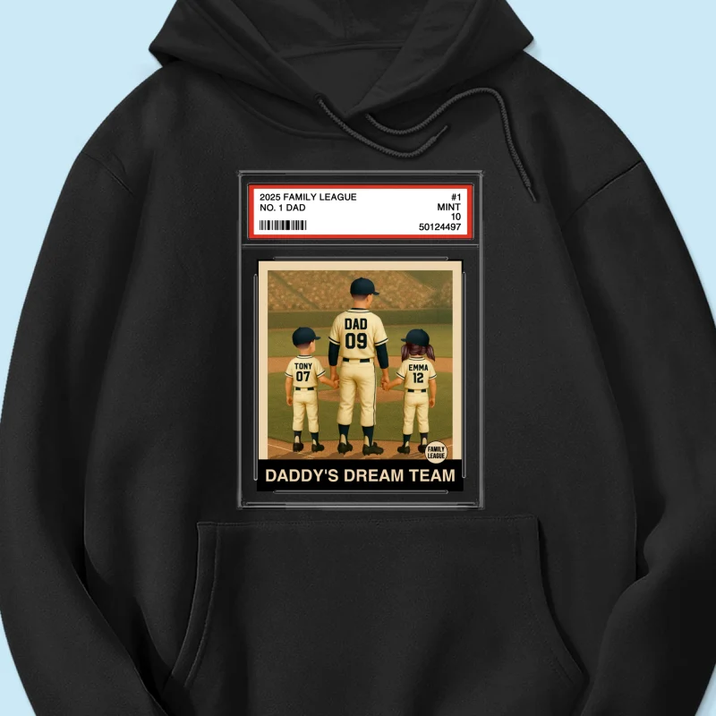 Baseball No. 1 Dad Grandpa Man & Kids Trading Card Style Personalized Shirt - Image 17