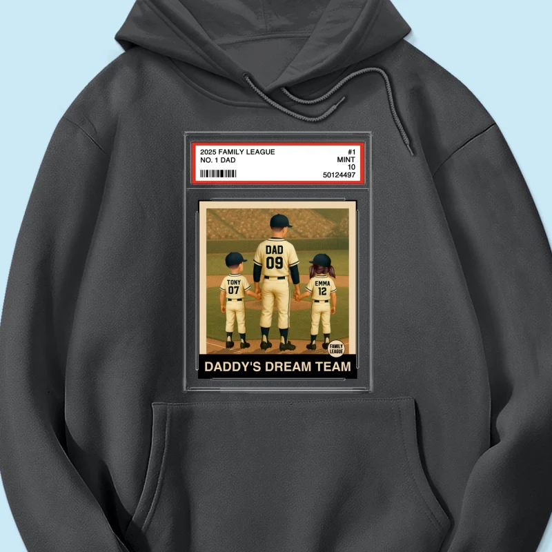 Baseball No. 1 Dad Grandpa Man & Kids Trading Card Style Personalized Shirt - Image 18