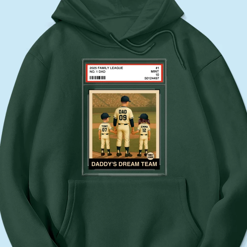 Baseball No. 1 Dad Grandpa Man & Kids Trading Card Style Personalized Shirt - Image 19