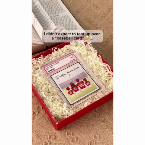 Baseball No. 1 Dad Man & Kids Sitting Trading Card Style - Personalized Acrylic Block Plaque - Image 2