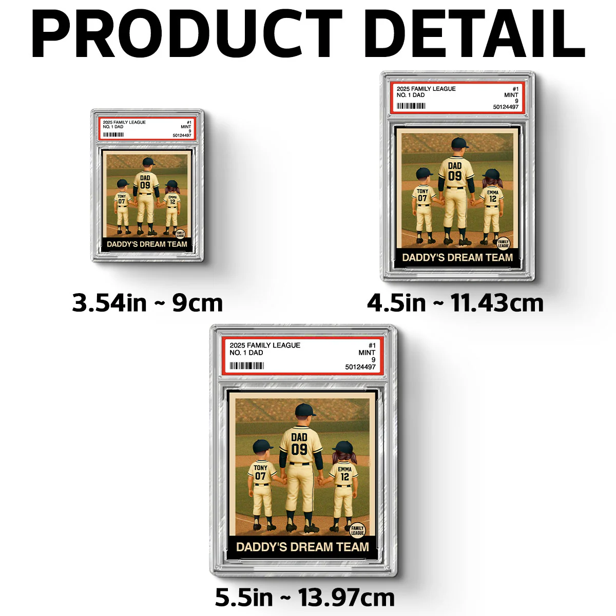 Baseball No. 1 Dad Man & Kids Trading Card Style Personalized Acrylic Fridge Magnet - Image 6