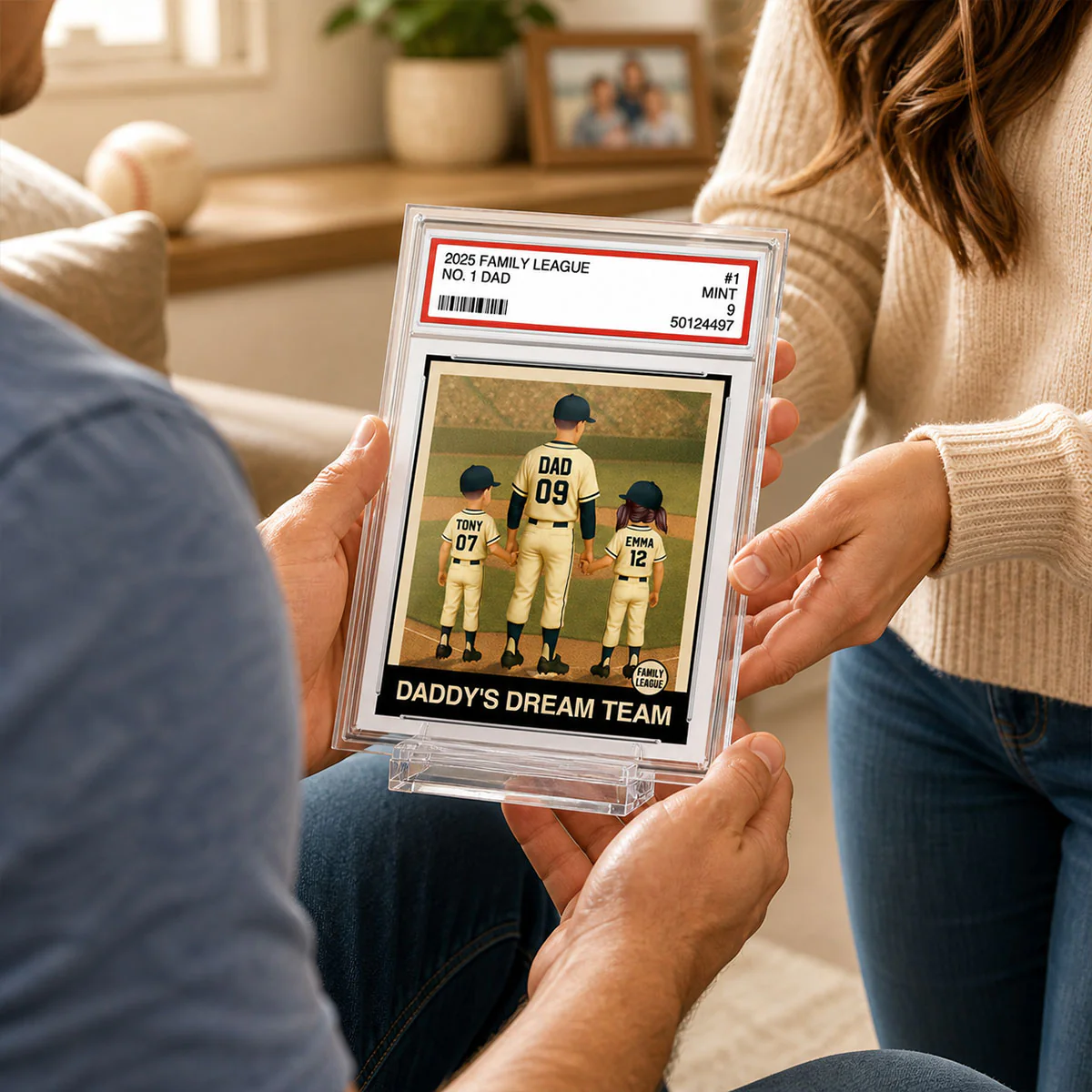Baseball No. 1 Dad Man & Kids Trading Card Style - Personalized Acrylic Plaque - Image 3