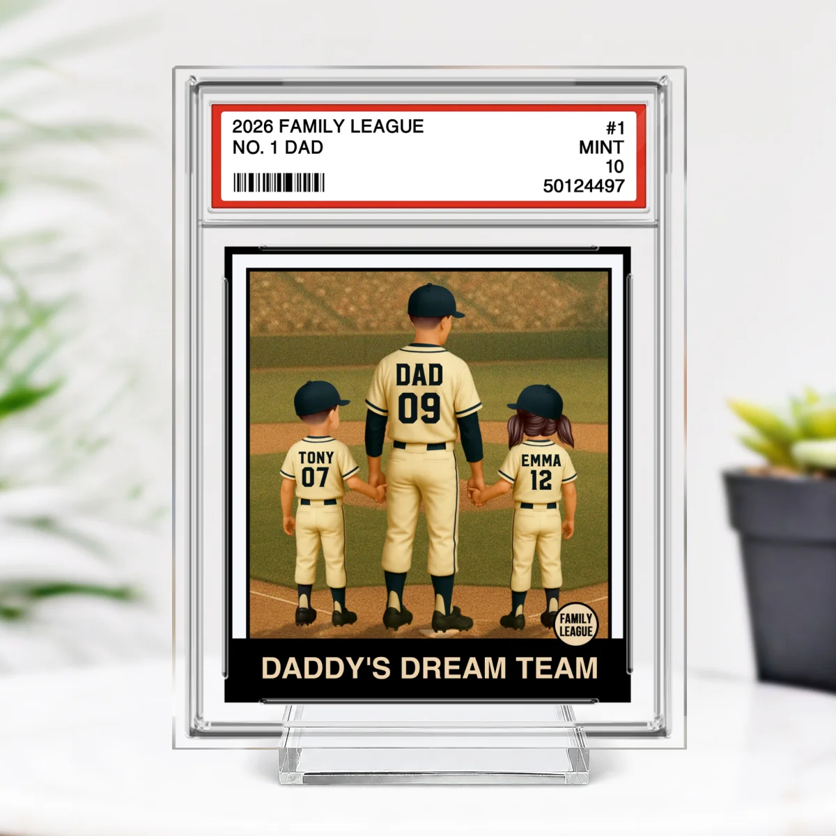Baseball No. 1 Dad Man & Kids Trading Card Style - Personalized Acrylic Plaque - Image 8