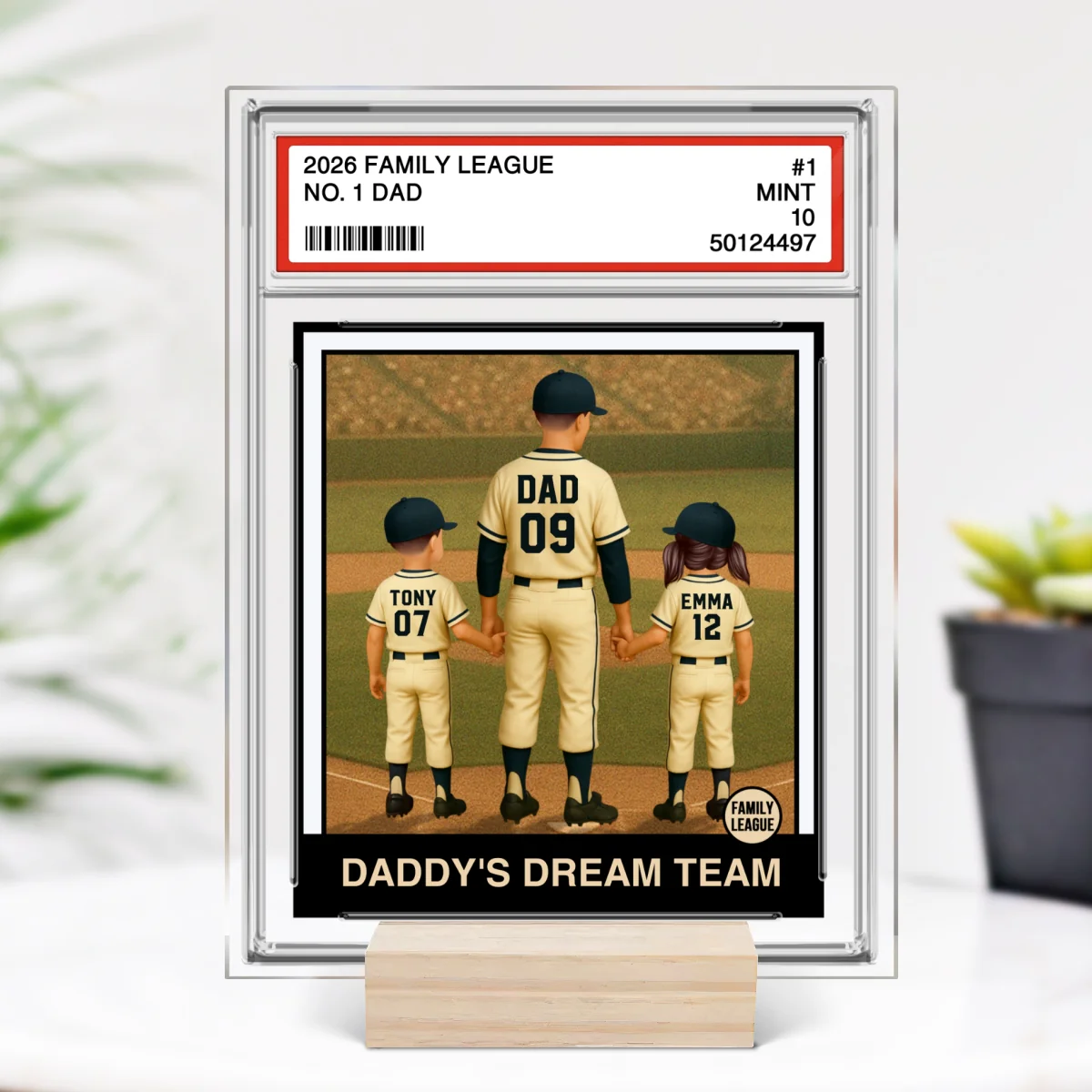 Baseball No. 1 Dad Man & Kids Trading Card Style - Personalized Acrylic Plaque - Image 9