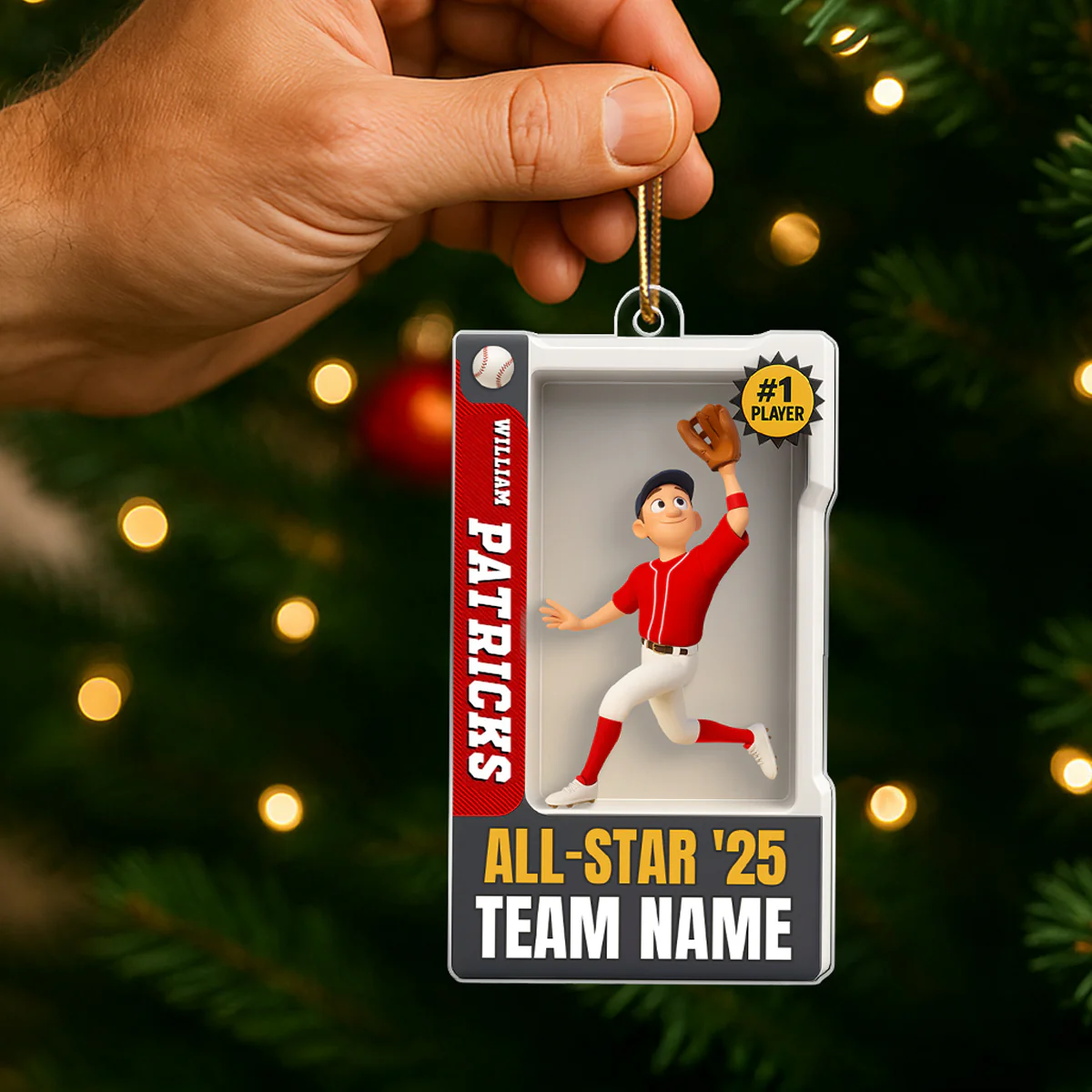 Baseball Player 3D Effect Action Figure - Personalized Acrylic Ornament - Christmas Gift for Son, Grandson - Image 4