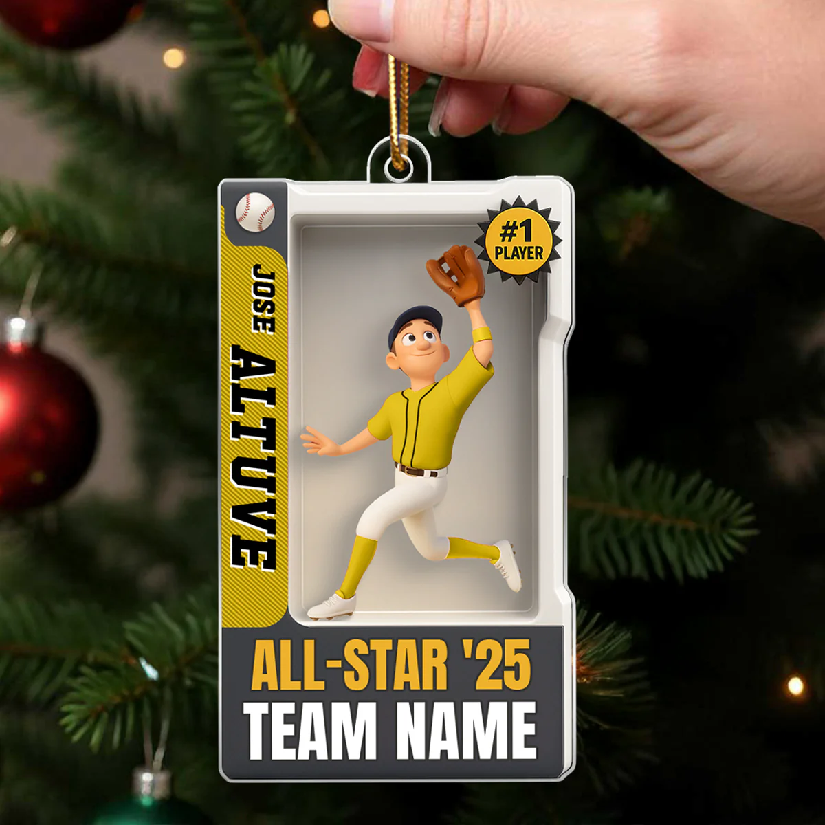 Baseball Player 3D Effect Action Figure - Personalized Acrylic Ornament - Christmas Gift for Son, Grandson - Image 7