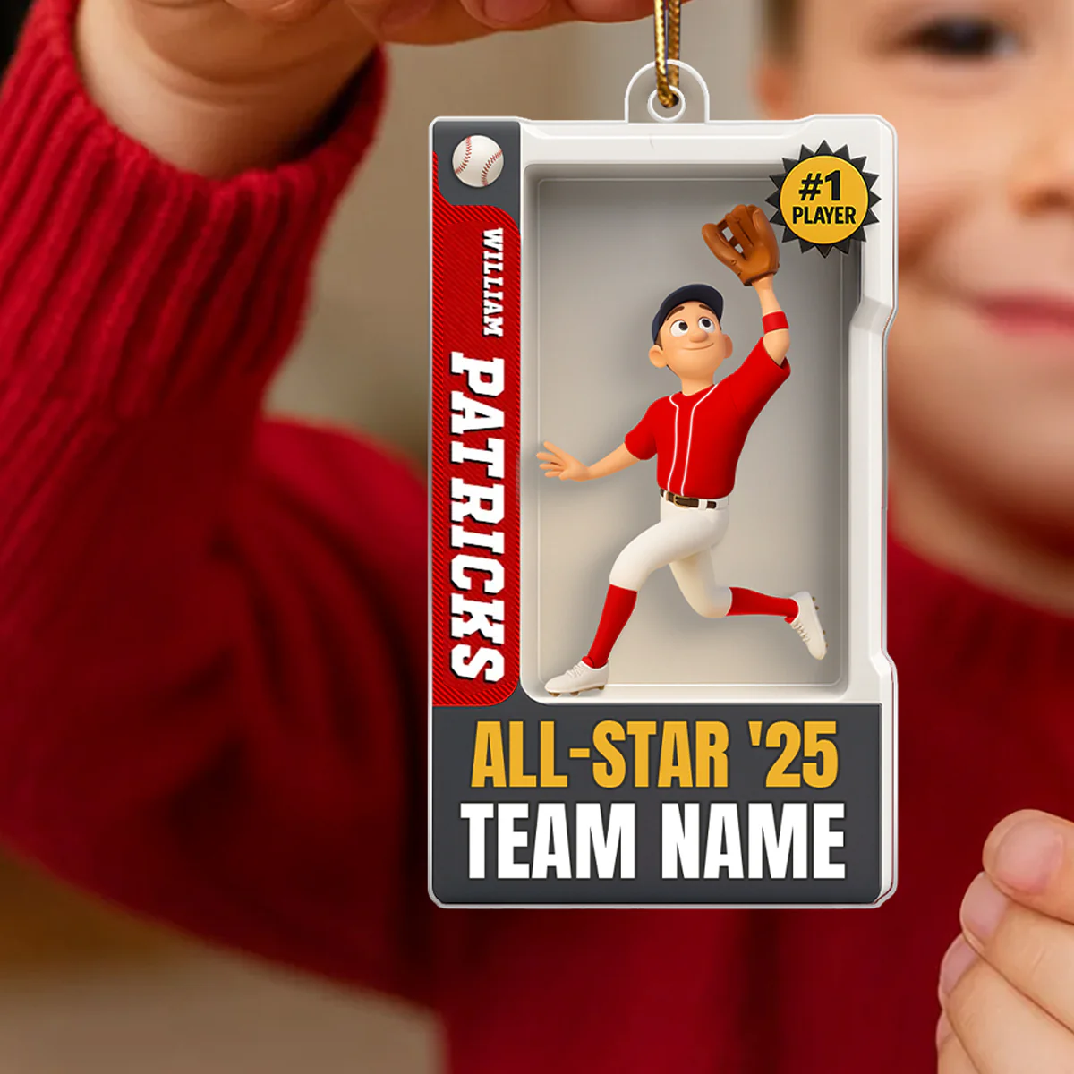 Baseball Player 3D Effect Action Figure - Personalized Acrylic Ornament - Christmas Gift for Son, Grandson - Image 9