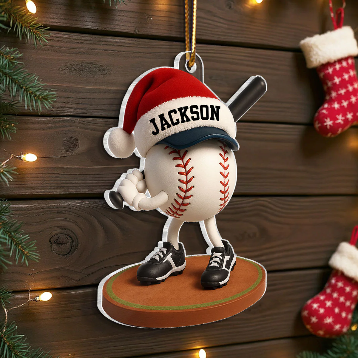 Baseball Player Cartoon 3D Effect - Personalized Acrylic Ornament - Christmas Gift For Teen Boy, Girl, Daughter, Son - Image 2
