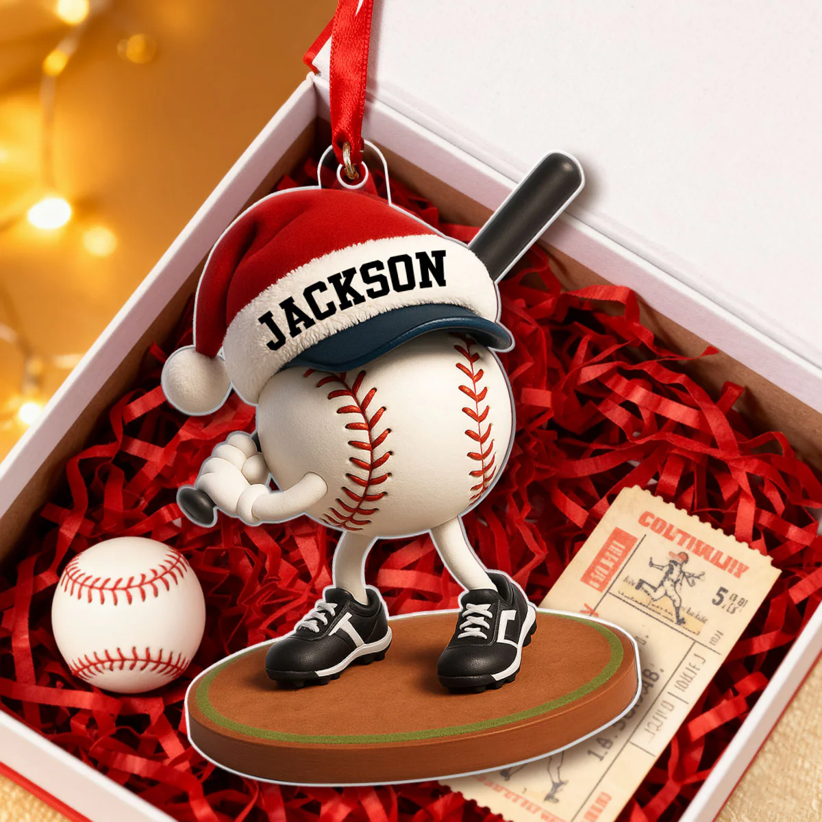 Baseball Player Cartoon 3D Effect - Personalized Acrylic Ornament - Christmas Gift For Teen Boy, Girl, Daughter, Son - Image 6