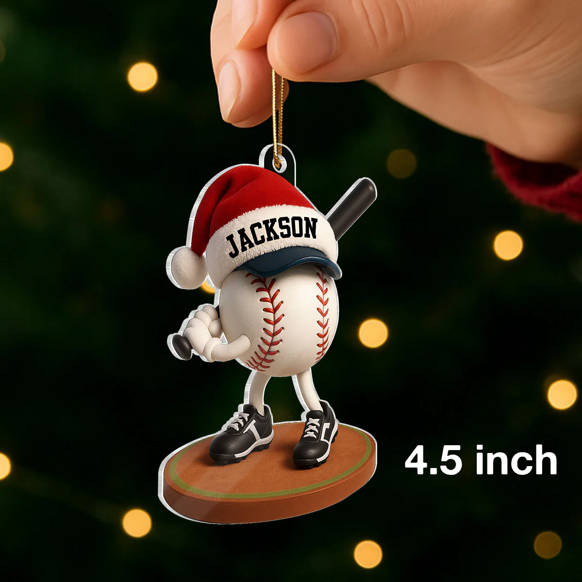 Baseball Player Cartoon 3D Effect - Personalized Acrylic Ornament - Christmas Gift For Teen Boy, Girl, Daughter, Son - Image 7