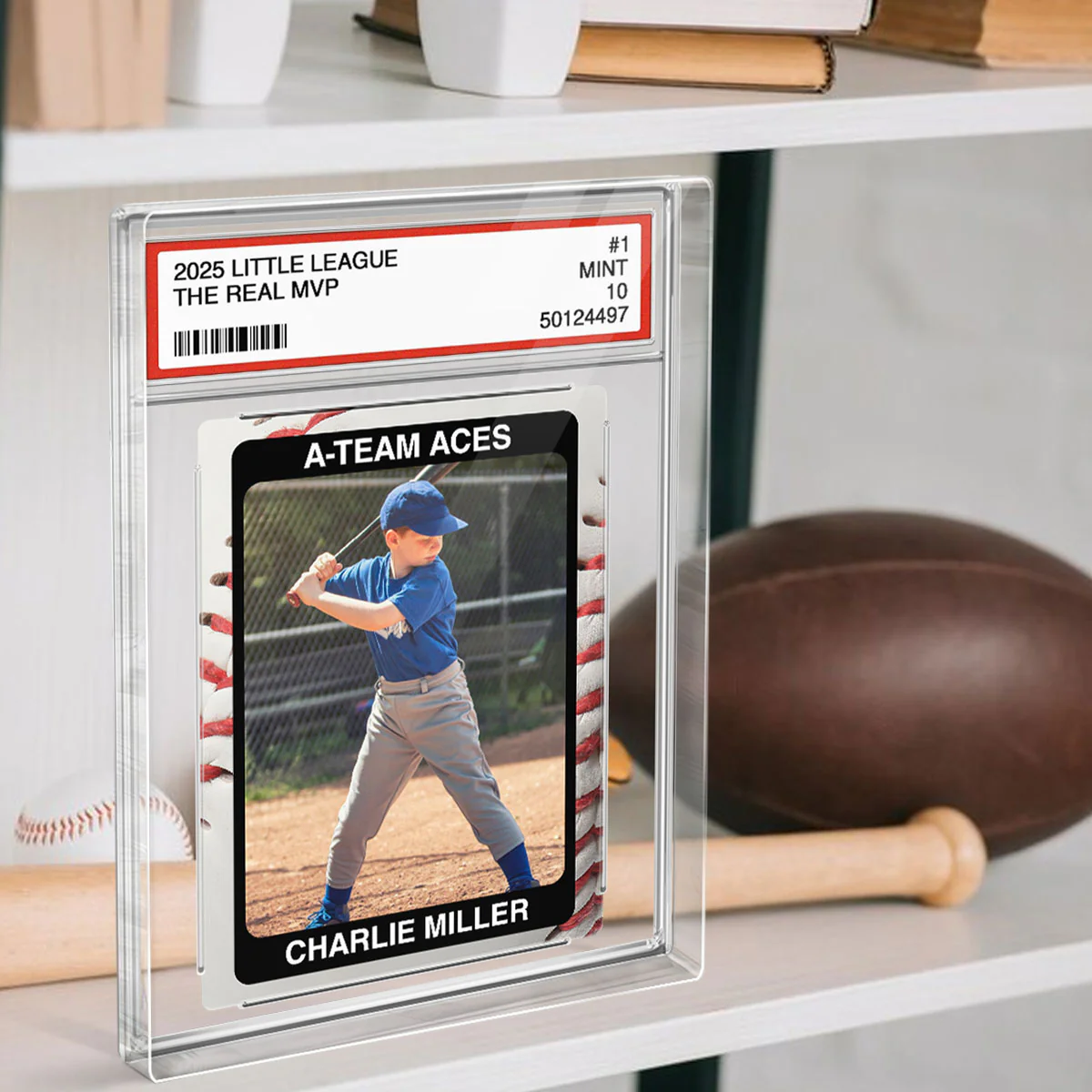 Baseball Player Gift Little League Trading Card Style Personalized Acrylic Block Plaque - Image 2