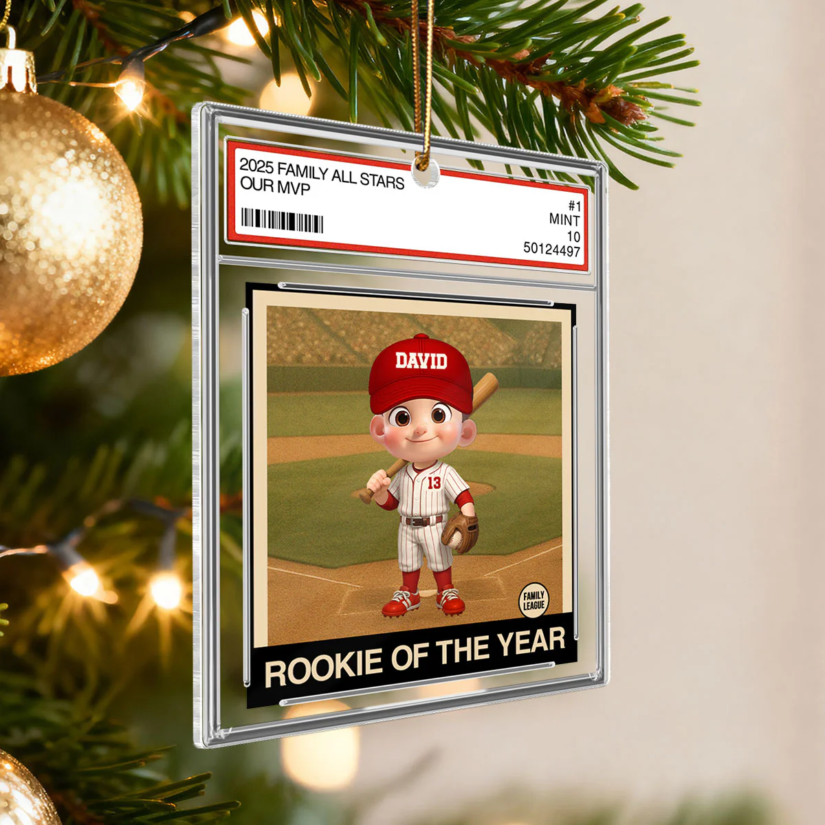 Baseball Rookie Of The Year Kid All Star Trading Card Style - Personalized Acrylic Ornament - Christmas Gift For Kids, Grandchildren - Image 2