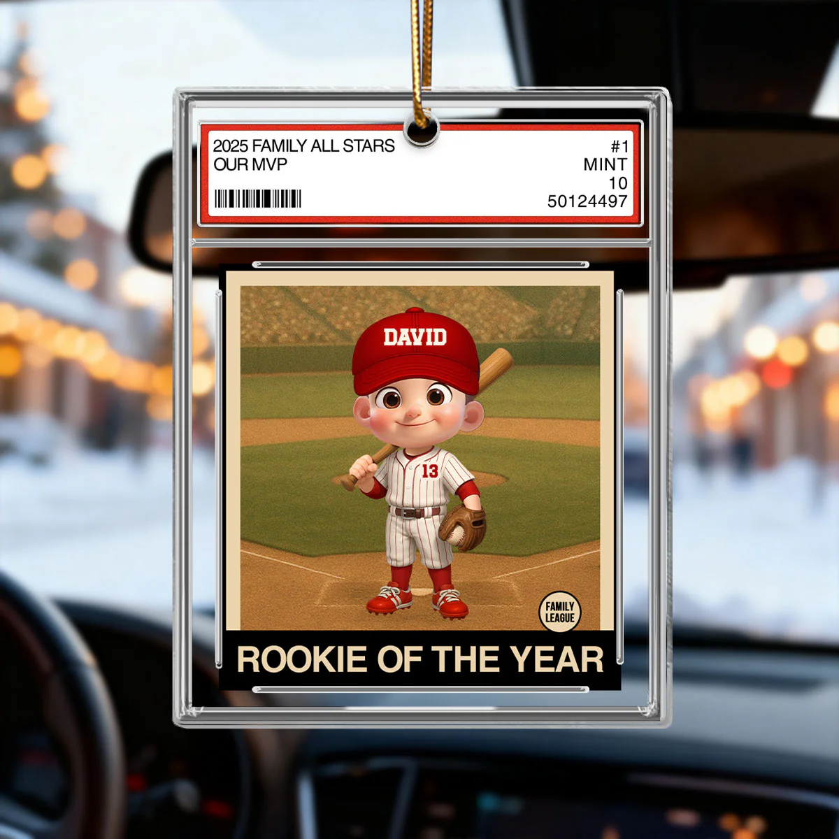 Baseball Rookie Of The Year Kid All Star Trading Card Style - Personalized Acrylic Ornament - Christmas Gift For Kids, Grandchildren - Image 4