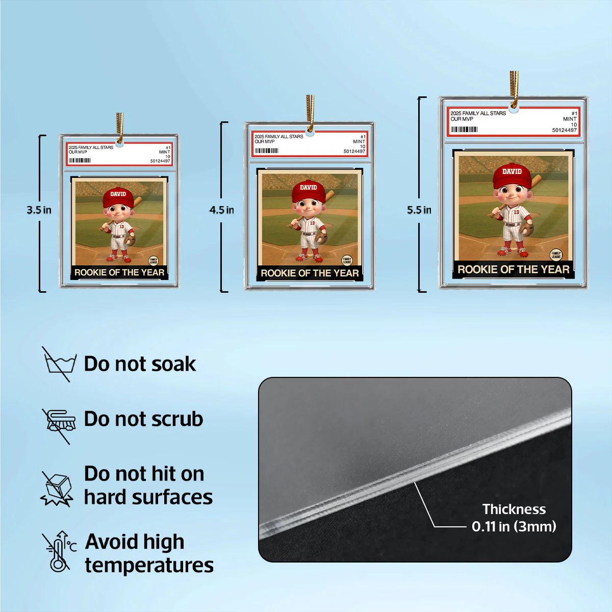 Baseball Rookie Of The Year Kid All Star Trading Card Style - Personalized Acrylic Ornament - Christmas Gift For Kids, Grandchildren - Image 7
