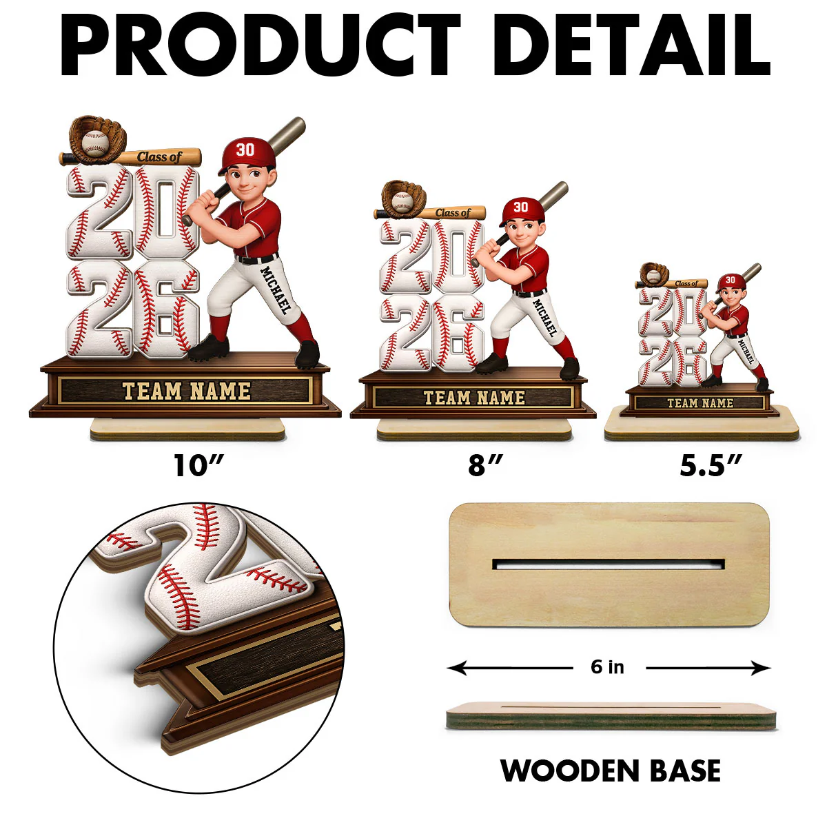 Baseball Senior Class Of 2026 2027 - Personalized 2-Layered Wooden Plaque - Graduation Gift For Son, Daughter, Graduates - Image 10