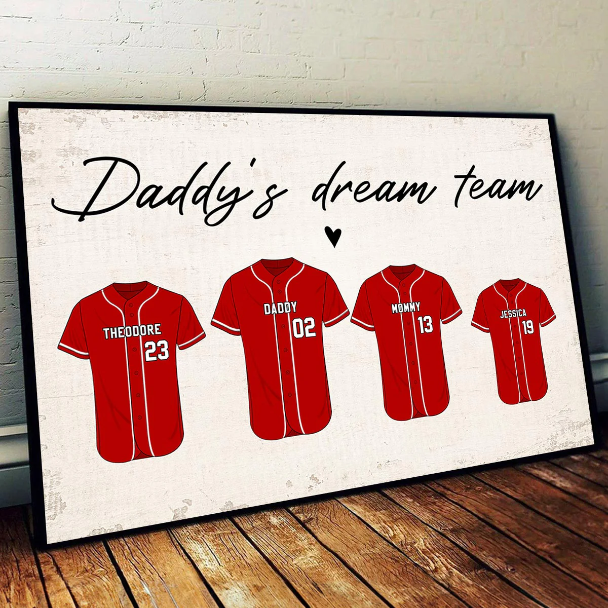 Baseball Shirt Daddy‘s Dream Team Personalized Poster, Father’s Day Gift For Dad, Grandpa - Image 2