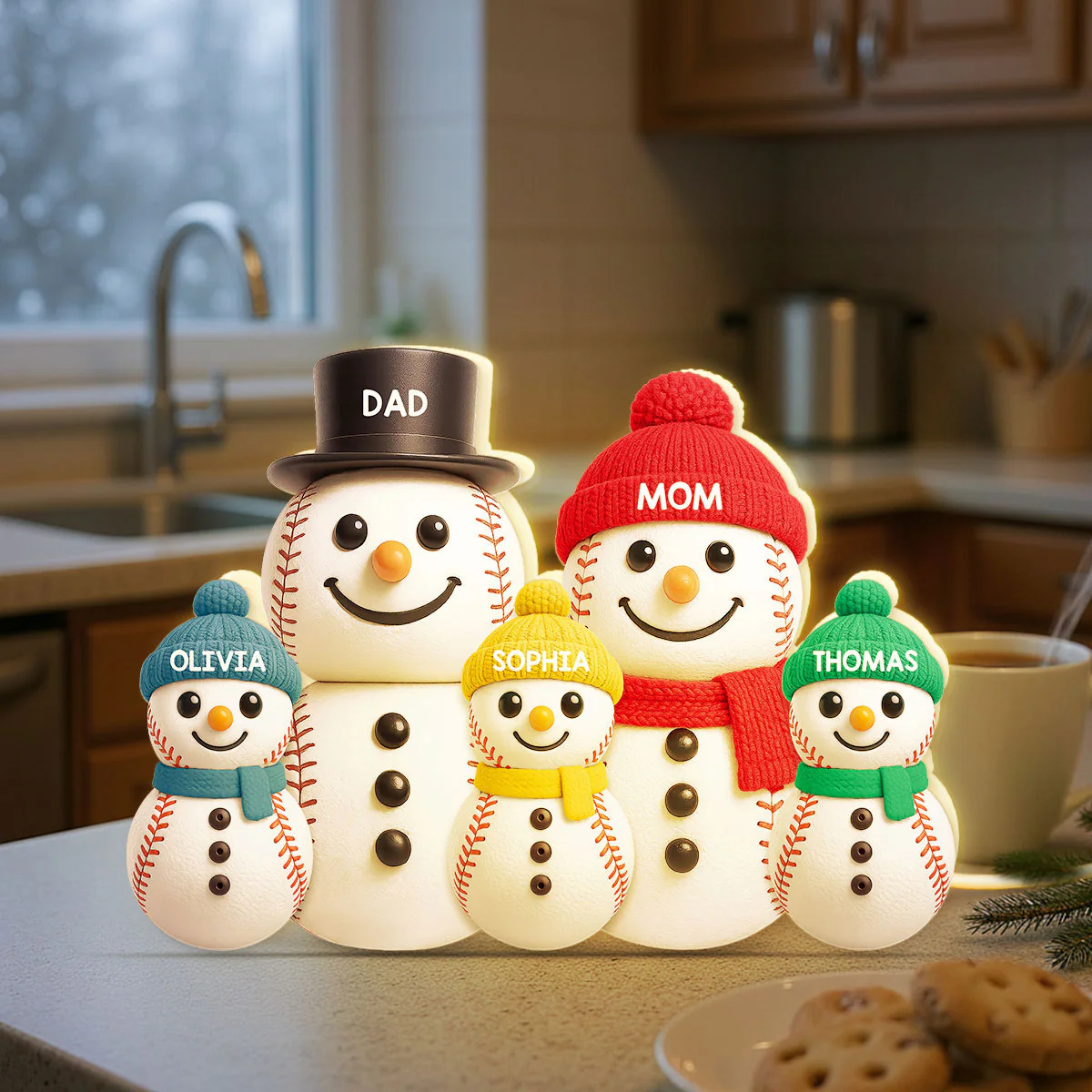 Baseball Snowman Family - Personalized Light Box - Gift For Family - Image 2
