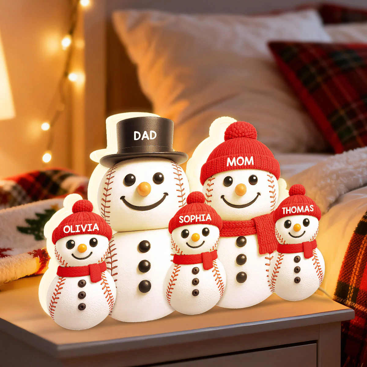 Baseball Snowman Family - Personalized Light Box - Gift For Family - Image 3
