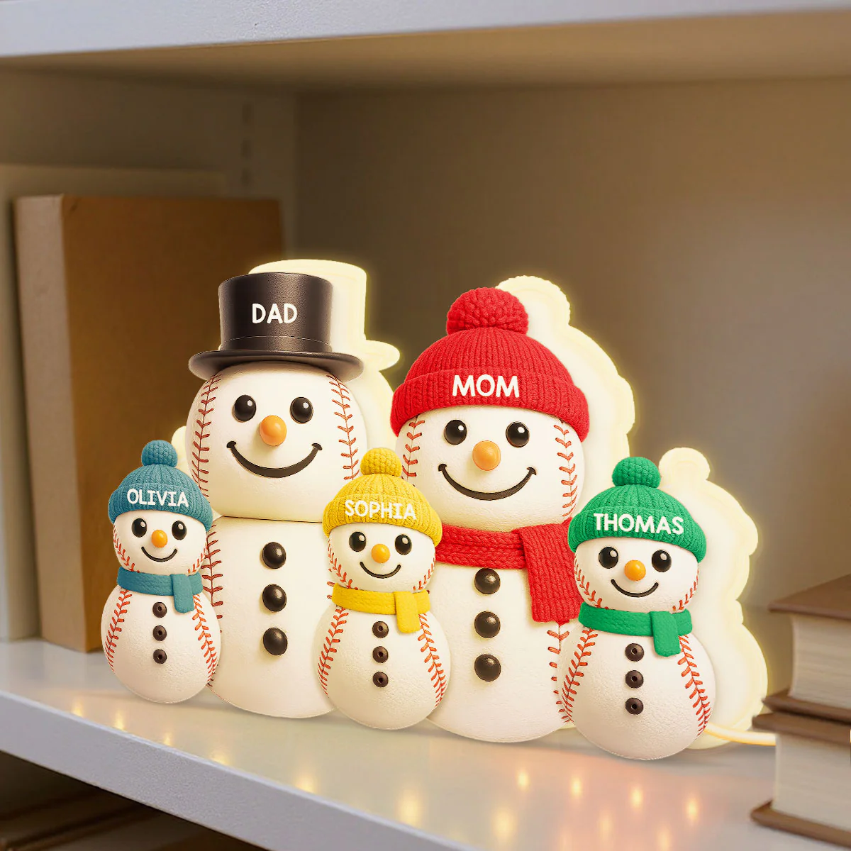 Baseball Snowman Family - Personalized Light Box - Gift For Family - Image 4