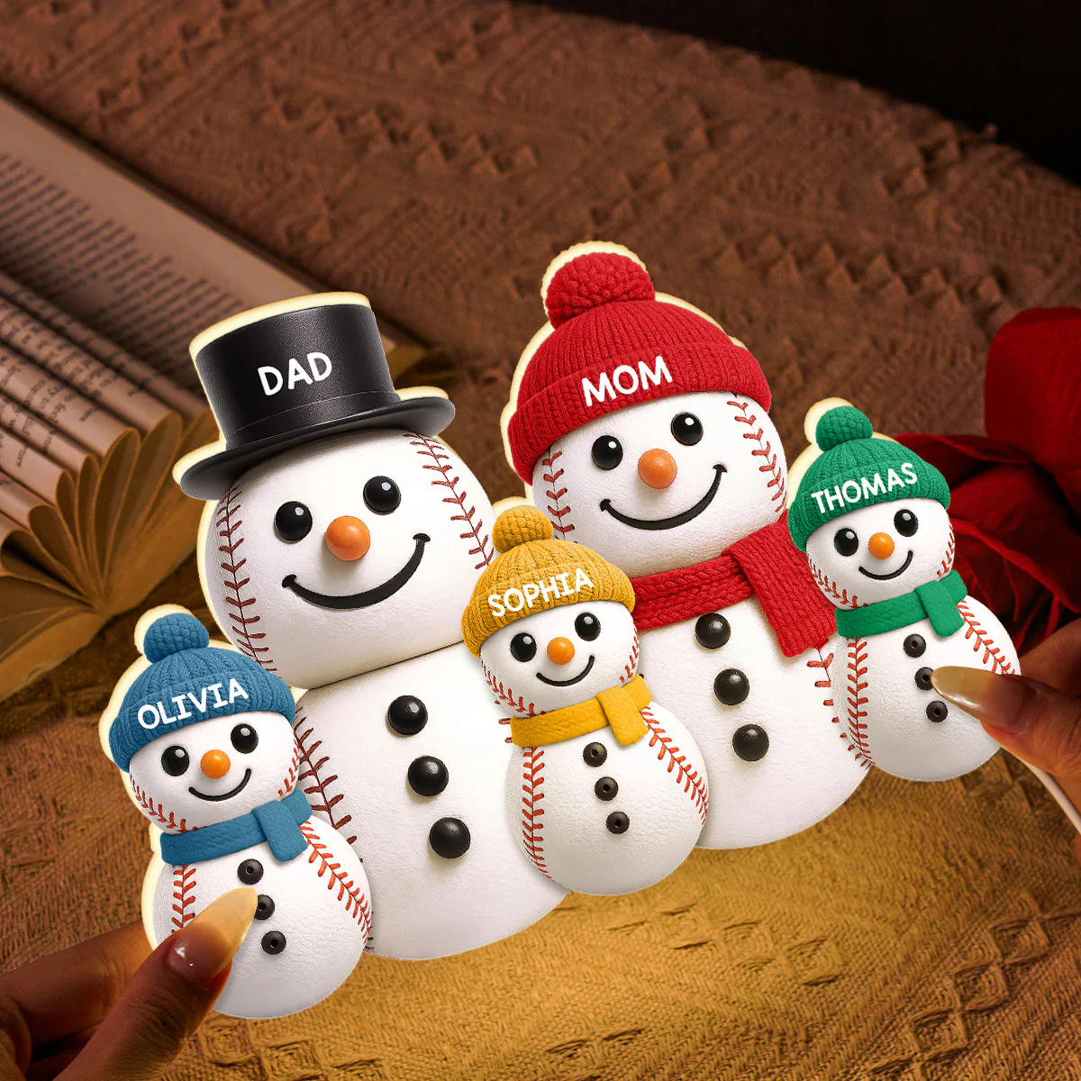 Baseball Snowman Family - Personalized Light Box - Gift For Family - Image 6