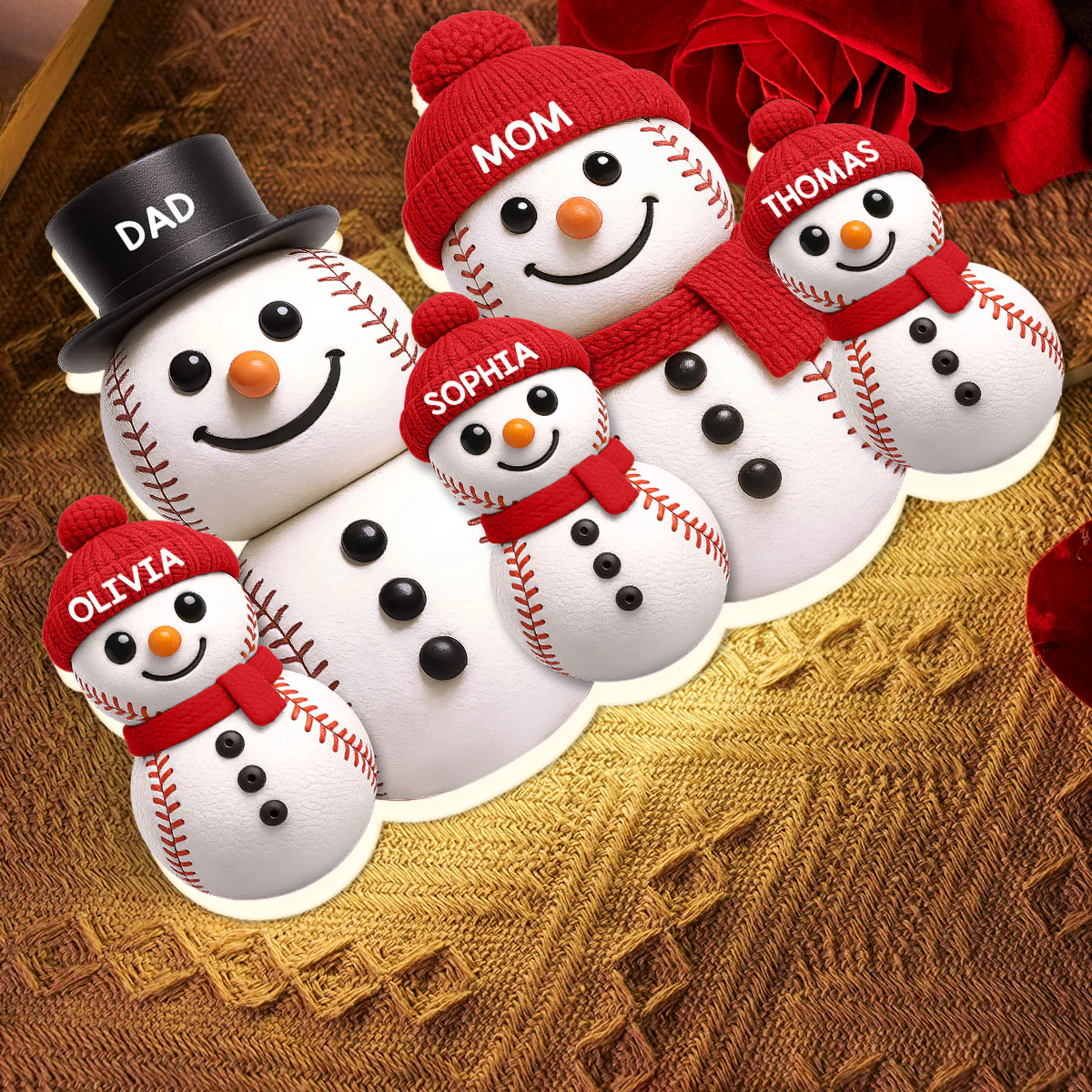 Baseball Snowman Family - Personalized Light Box - Gift For Family - Image 7