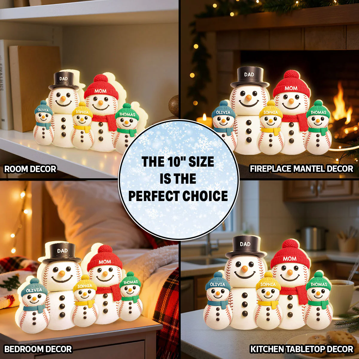 Baseball Snowman Family - Personalized Light Box - Gift For Family - Image 8