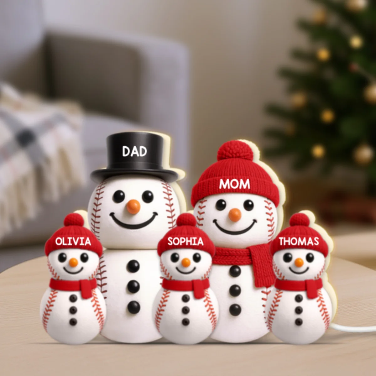 Baseball Snowman Family - Personalized Light Box - Gift For Family - Image 9