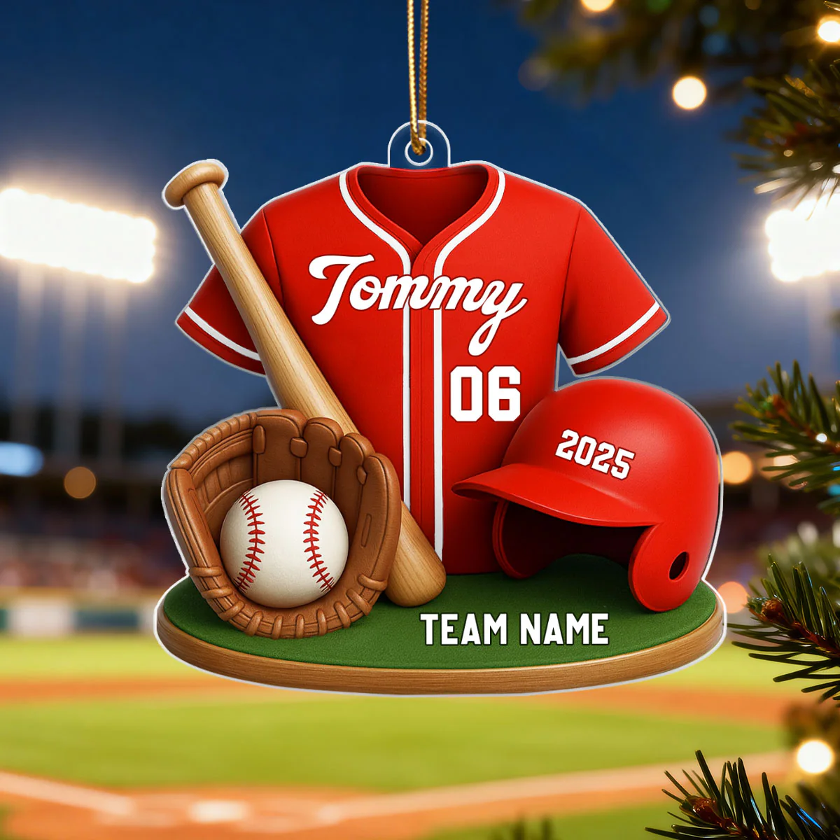 Baseball Custom Jersey 3D Effect - Personalized Acrylic Ornament - Christmas Gift for Son, Daughter, Grandkids