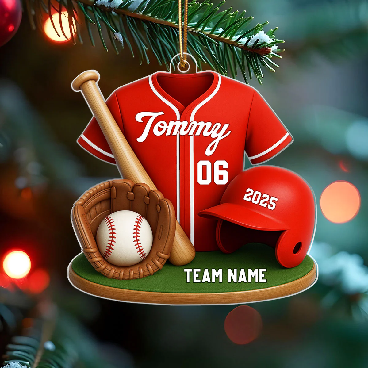 Baseball Custom Jersey 3D Effect - Personalized Acrylic Ornament - Christmas Gift for Son, Daughter, Grandkids - Image 3