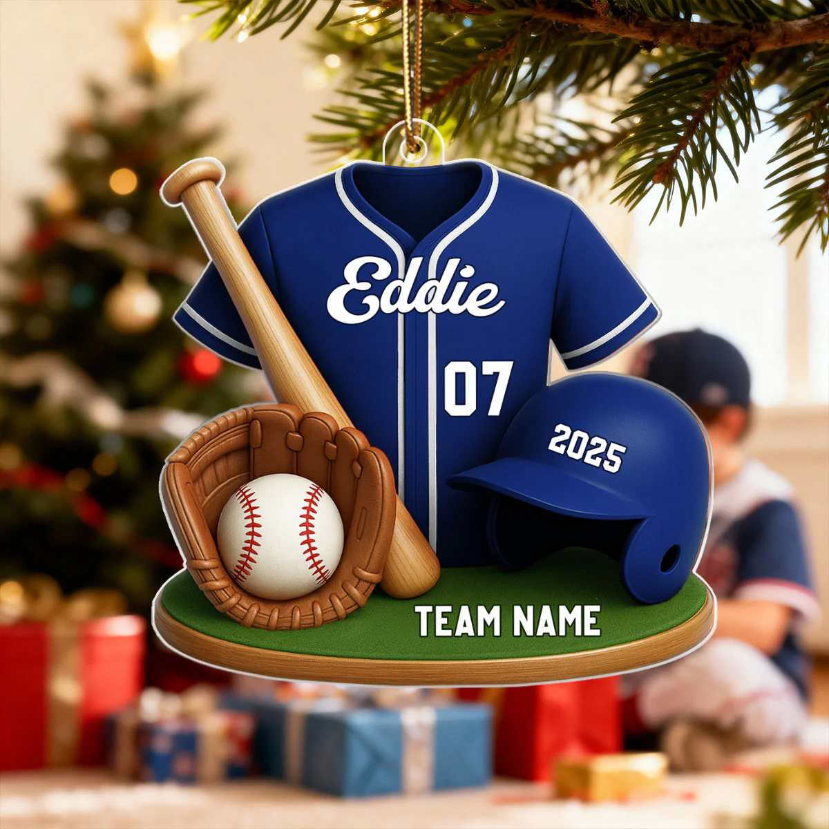 Baseball Custom Jersey 3D Effect - Personalized Acrylic Ornament - Christmas Gift for Son, Daughter, Grandkids - Image 4