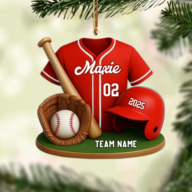 Baseball Custom Jersey 3D Effect - Personalized Acrylic Ornament - Christmas Gift for Son, Daughter, Grandkids - Image 8