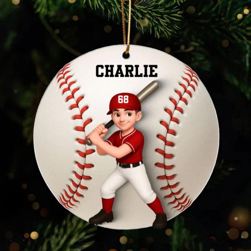 Baseball Softball Girl Boy 3D Effect - Personalized Acrylic Ornament - Christmas Gift For Daughter, Gift For Son - Image 10