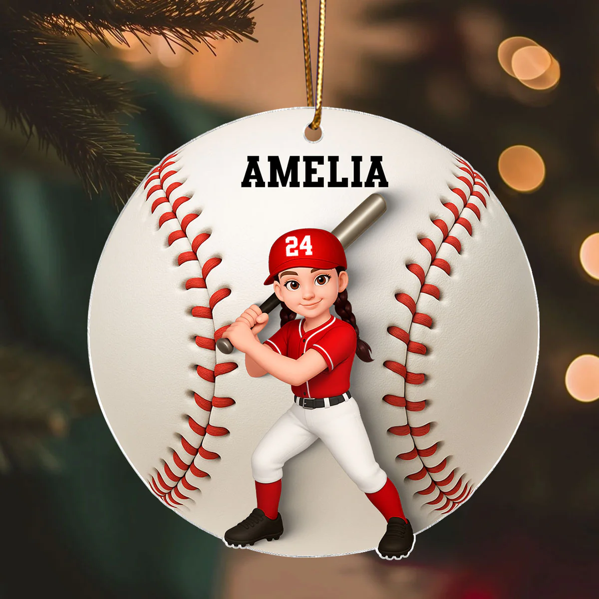 Baseball Softball Girl Boy 3D Effect - Personalized Acrylic Ornament - Christmas Gift For Daughter, Gift For Son - Image 4