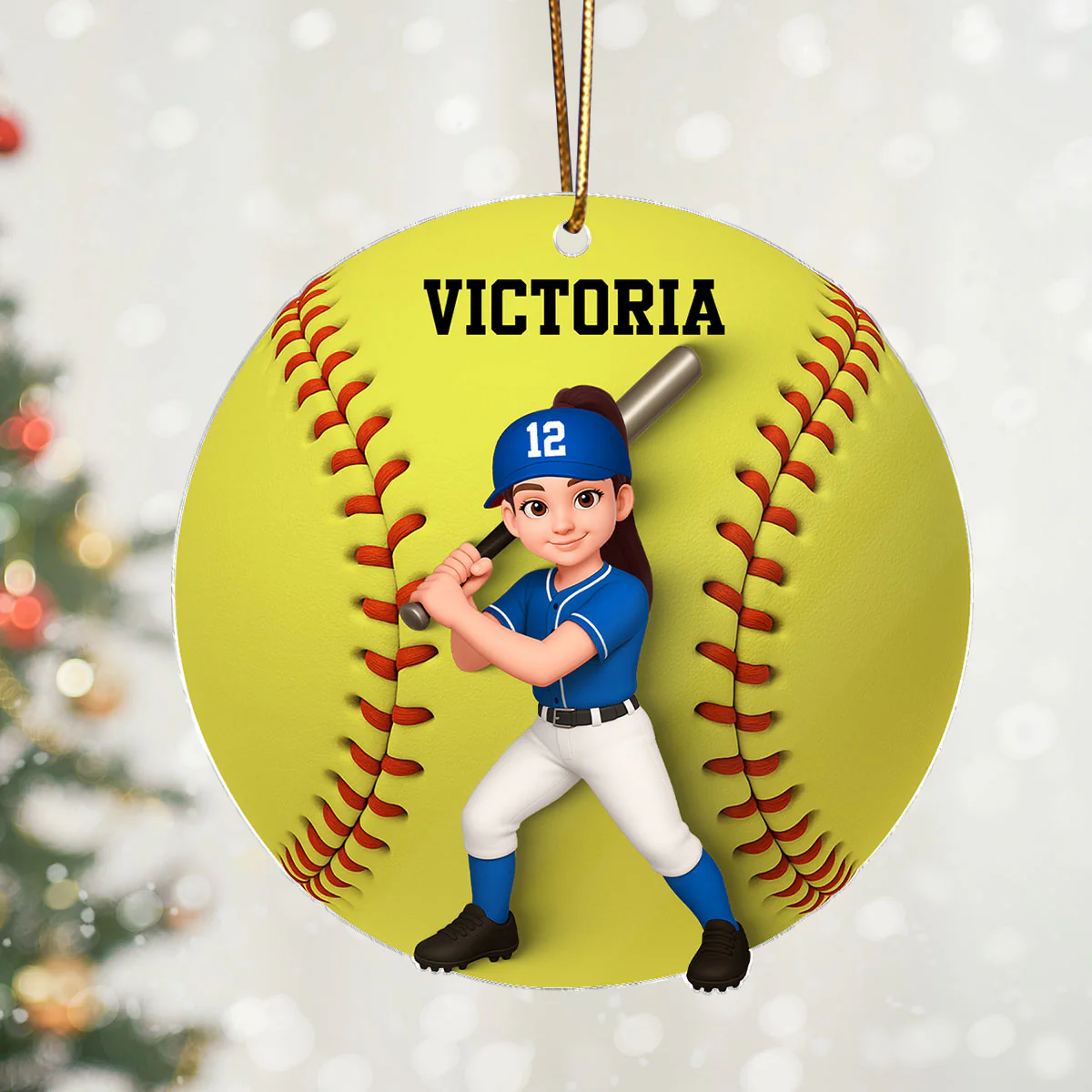 Baseball Softball Girl Boy 3D Effect - Personalized Acrylic Ornament - Christmas Gift For Daughter, Gift For Son - Image 5