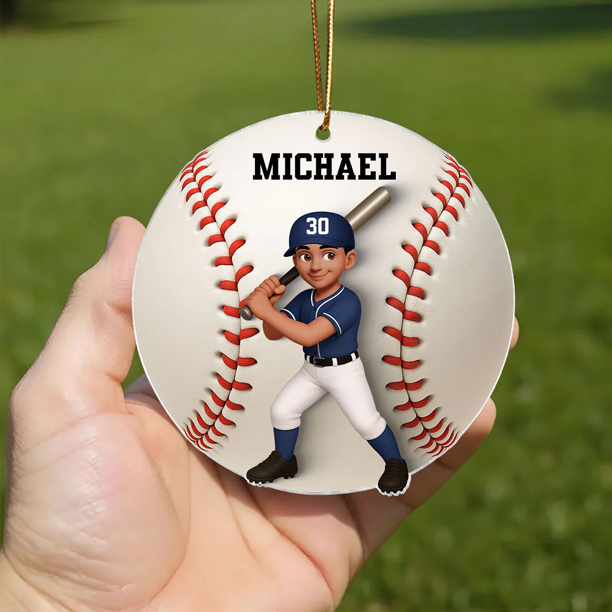 Baseball Softball Girl Boy 3D Effect - Personalized Acrylic Ornament - Christmas Gift For Daughter, Gift For Son - Image 6