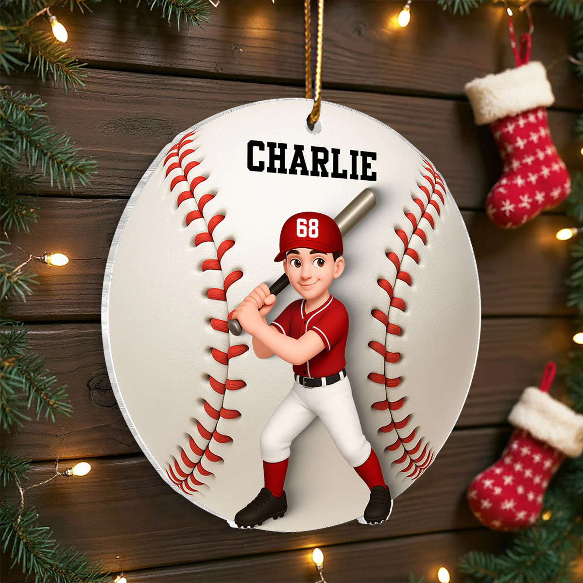 Baseball Softball Girl Boy 3D Effect - Personalized Acrylic Ornament - Christmas Gift For Daughter, Gift For Son - Image 8