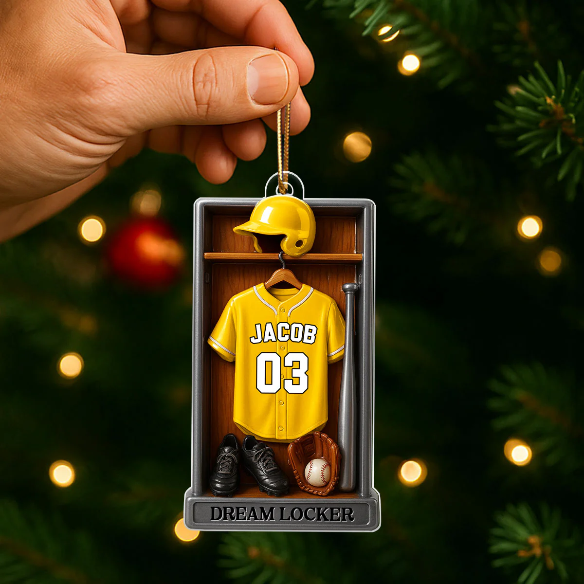 Baseball Softball Jersey Dream Locker - Personalized Acrylic Ornament - Christmas Gift for Sons, Grandsons, Boyfriends - Image 2