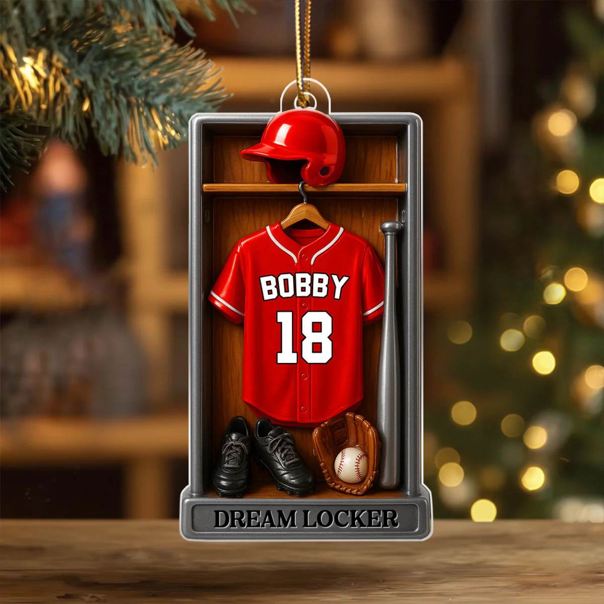 Baseball Softball Jersey Dream Locker - Personalized Acrylic Ornament - Christmas Gift for Sons, Grandsons, Boyfriends - Image 4