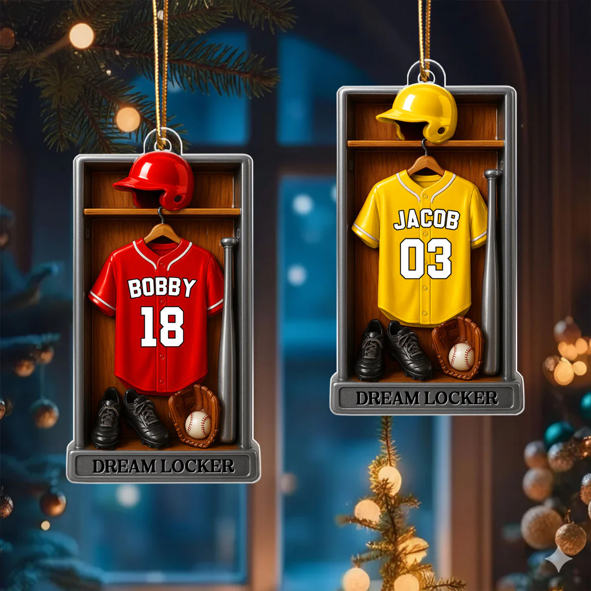 Baseball Softball Jersey Dream Locker - Personalized Acrylic Ornament - Christmas Gift for Sons, Grandsons, Boyfriends - Image 5