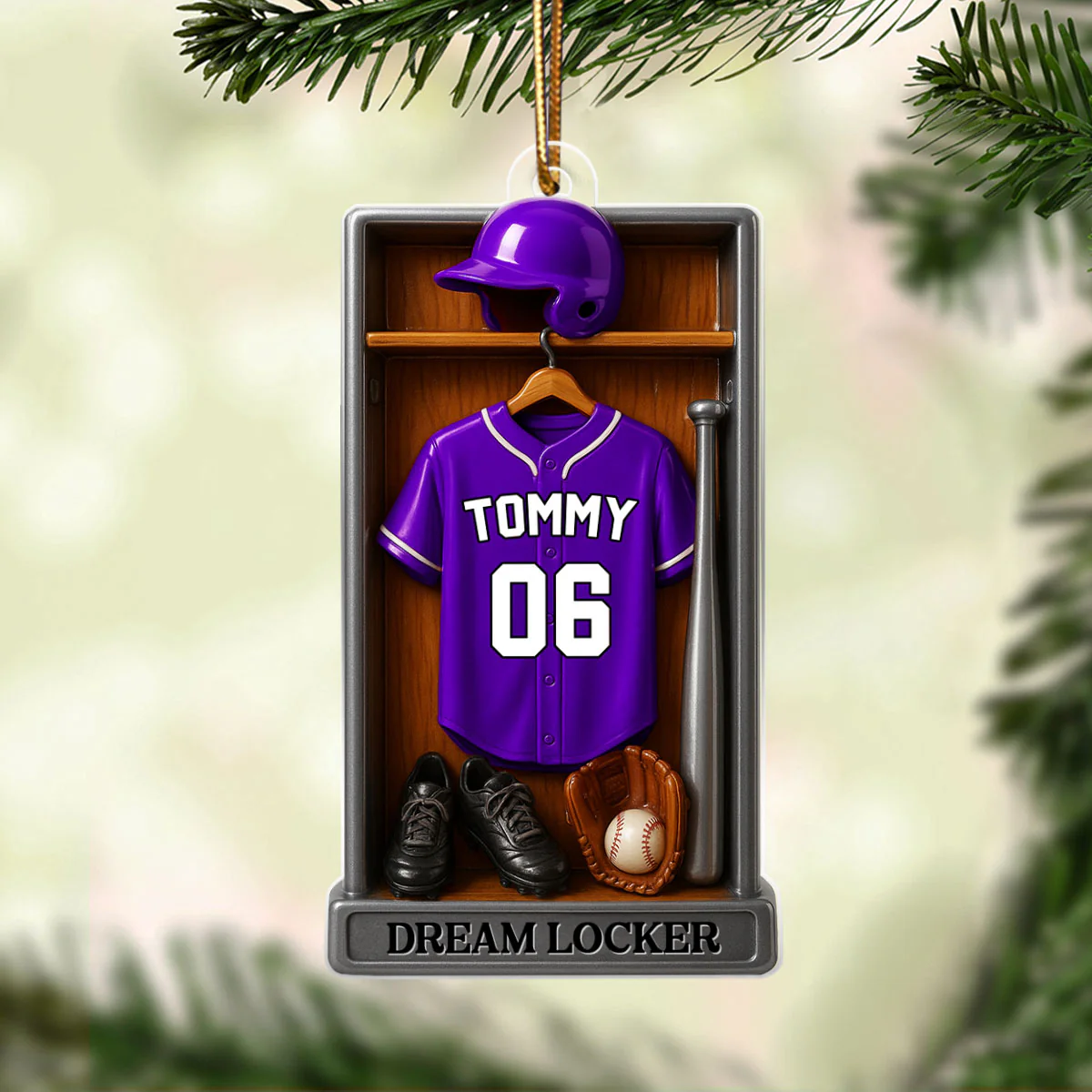 Baseball Softball Jersey Dream Locker - Personalized Acrylic Ornament - Christmas Gift for Sons, Grandsons, Boyfriends - Image 7