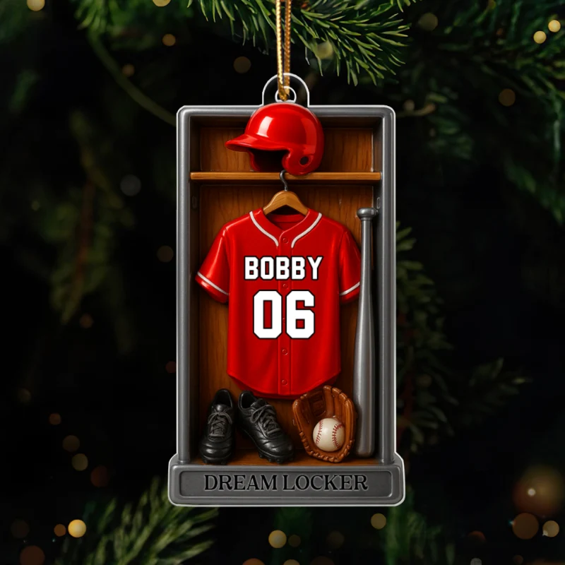 Baseball Softball Jersey Dream Locker - Personalized Acrylic Ornament - Christmas Gift for Sons, Grandsons, Boyfriends - Image 9