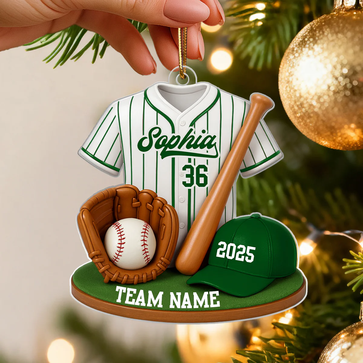 Baseball Softball Kit 3D Effect - Personalized Acrylic Ornament - Christmas Gift for Son, Daughter, Grandkids - Image 5