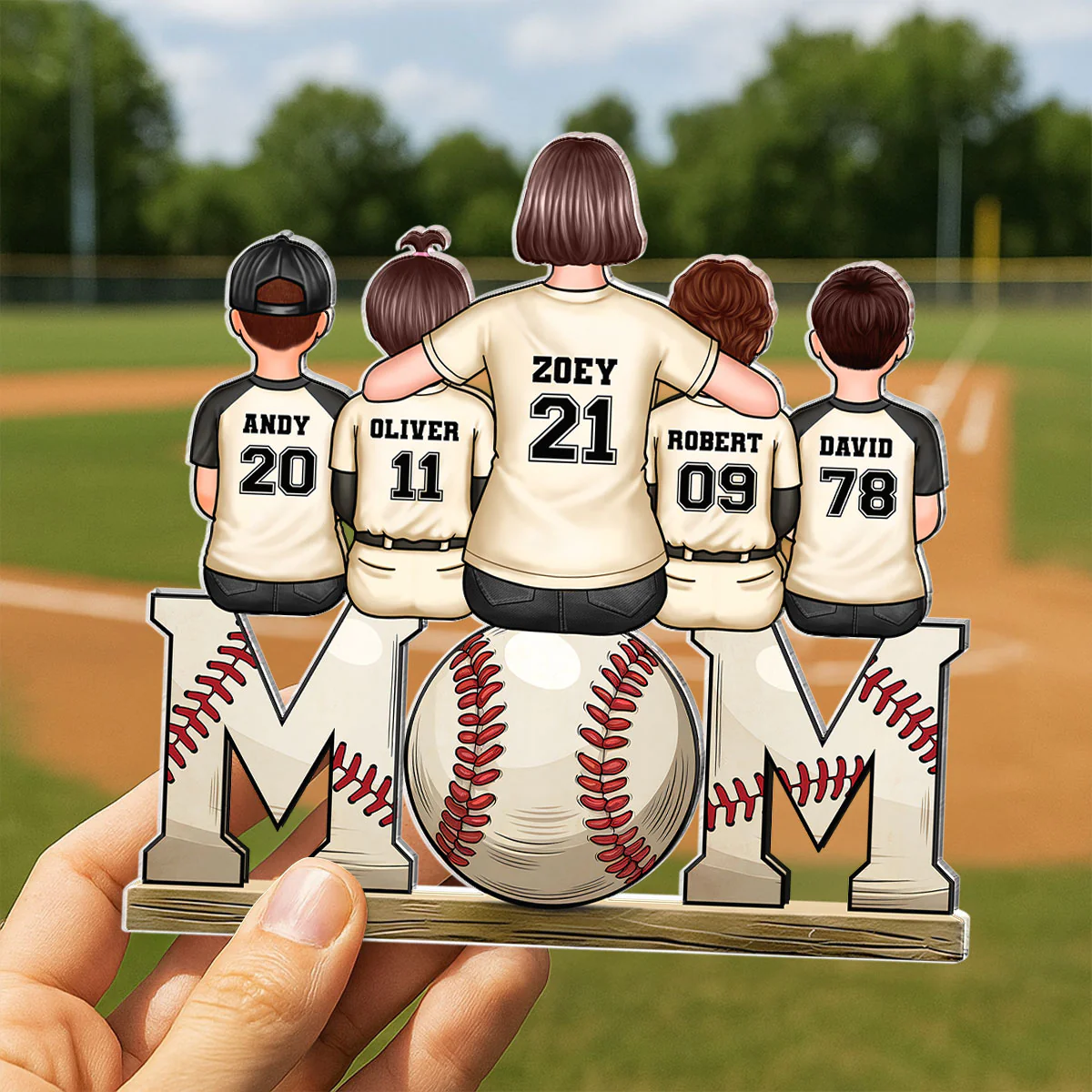Baseball, Softball Mom And Kids Personalized Acrylic Block Plaque, Gift - Image 2