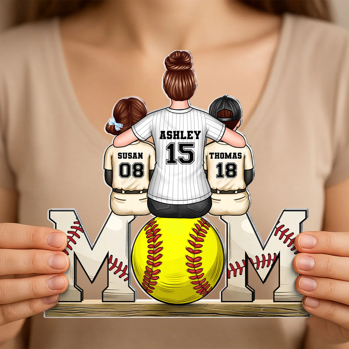 Baseball, Softball Mom And Kids Personalized Acrylic Block Plaque, Gift - Image 5