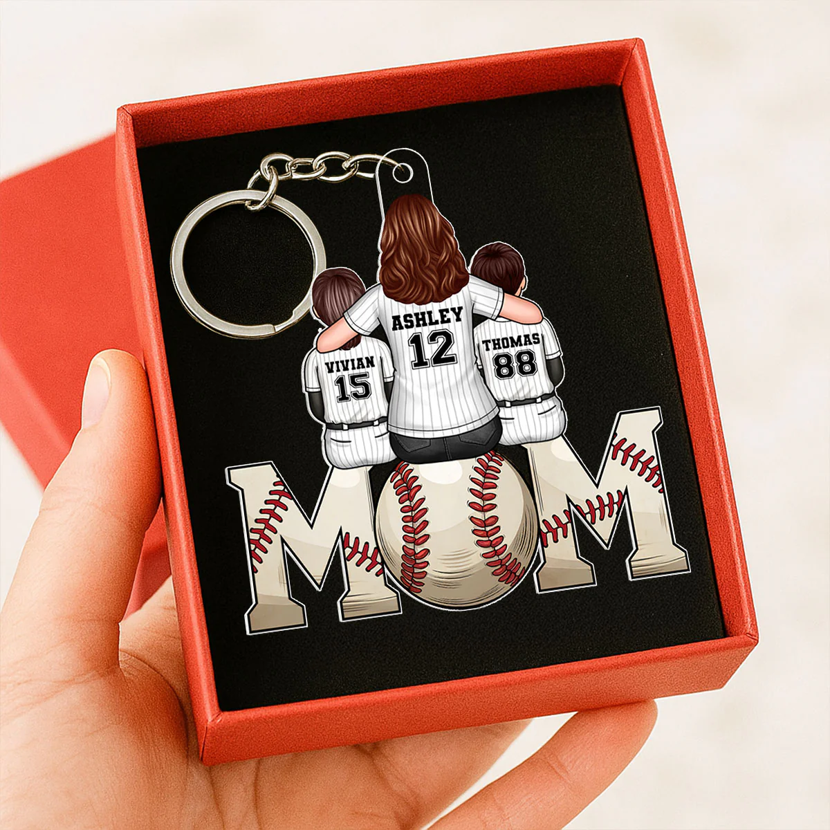 Baseball, Softball Mom And Kids Personalized Acrylic Keychain, Gift - Image 5