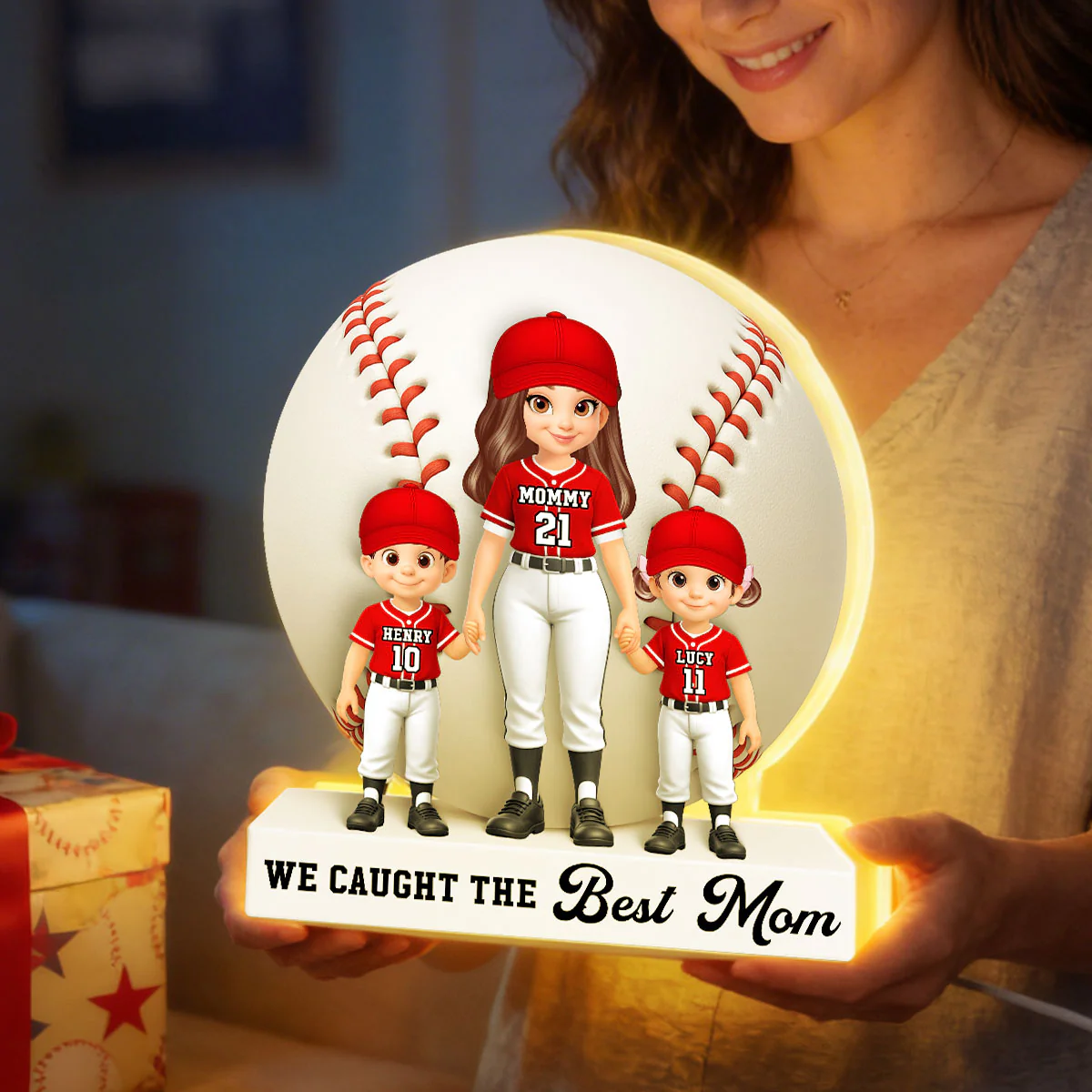 Baseball Softball We Caught The Best Mom - Personalized Light Box - Mother's Day Gift For Baseball Mom, Softball Mom - Image 3
