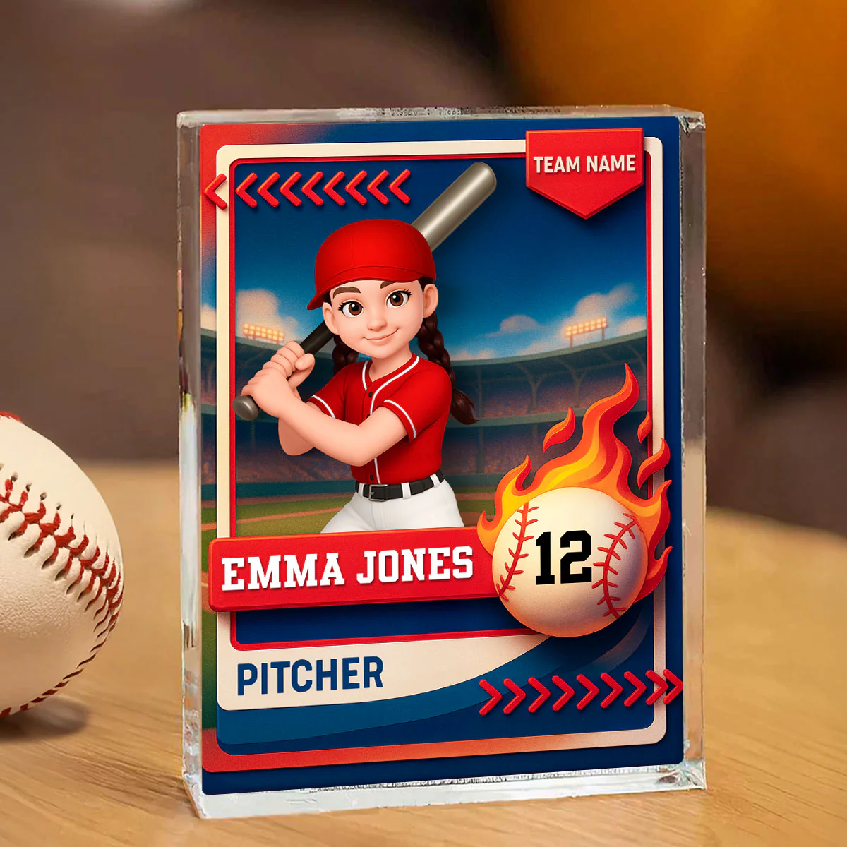 Baseball Trading Card - Personalized Acrylic Block Plaque - Christmas Gift for Son, Daughter, Grandkid - Image 3