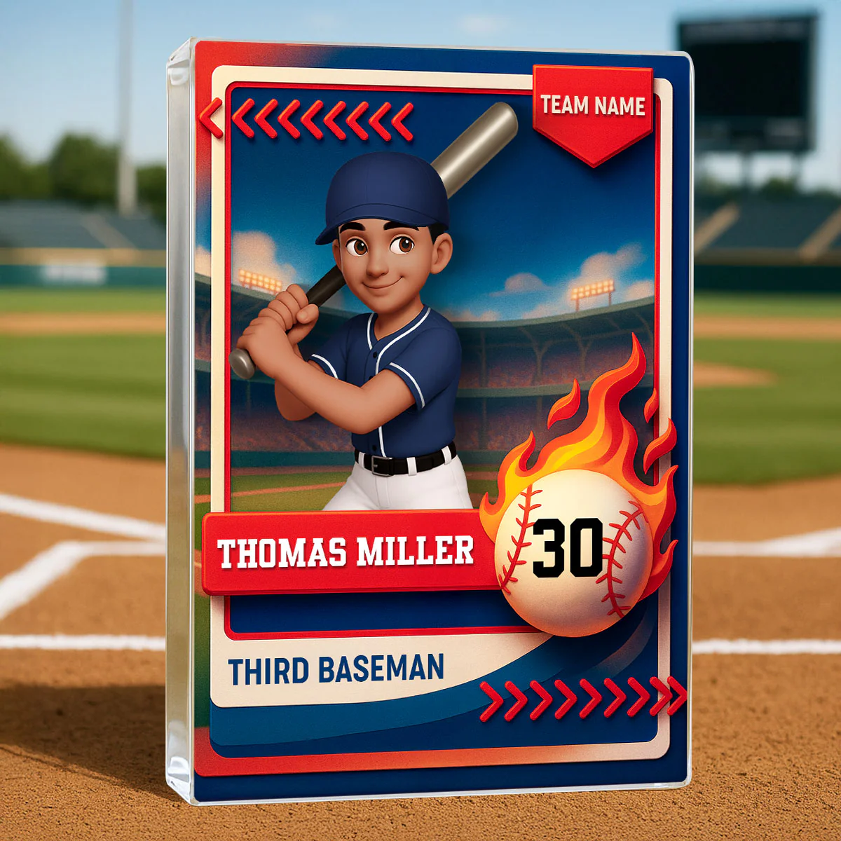 Baseball Trading Card - Personalized Acrylic Block Plaque - Christmas Gift for Son, Daughter, Grandkid - Image 4