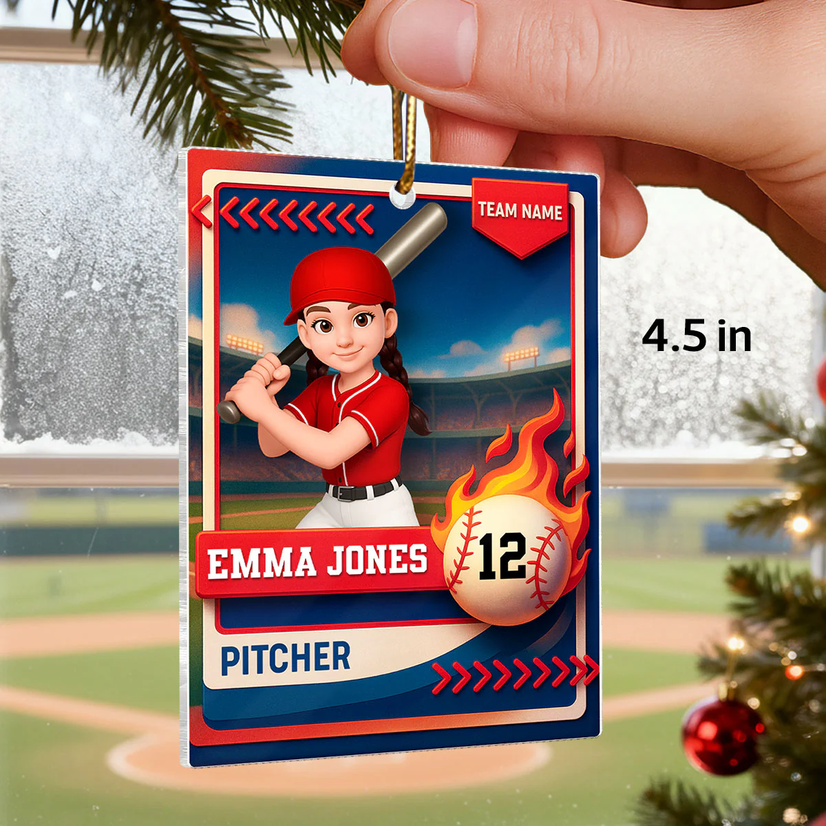 Baseball Trading Card - Personalized Acrylic Ornament - Christmas Gift for Son, Daughter, Grandkid - Image 2